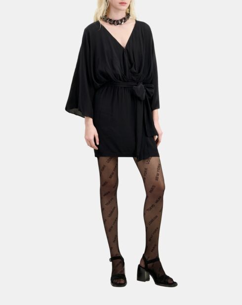 Robe courte kimono ceinturée noire