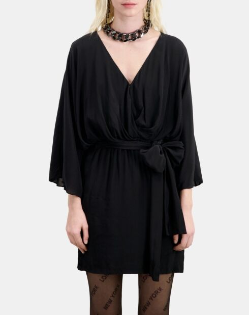 Robe courte kimono ceinturée noire