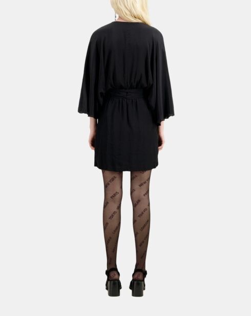 Robe courte kimono ceinturée noire