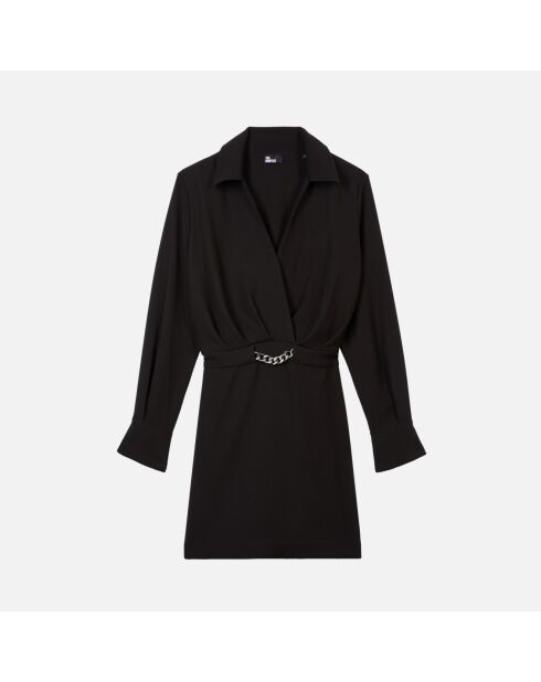 Robe courte en crêpe avec chaîne noire