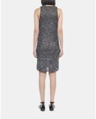 Robe courte à sequins en maille noire