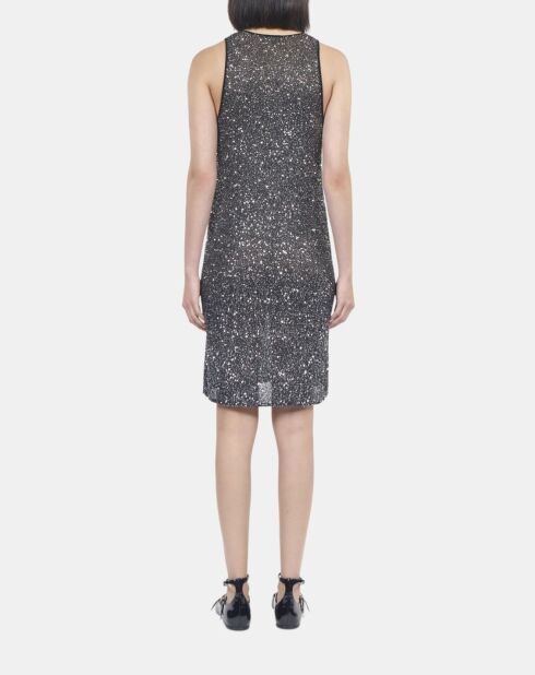 Robe courte à sequins en maille noire