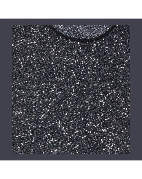 Robe courte à sequins en maille noire