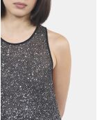 Robe courte à sequins en maille noire