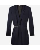 Robe tailleur courte avec chaîne bleu marine