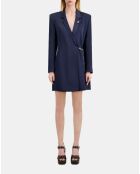Robe tailleur courte avec chaîne bleu marine