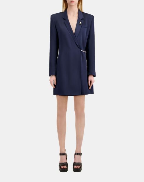 Robe tailleur courte avec chaîne bleu marine
