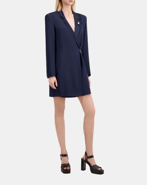 Robe tailleur courte avec chaîne bleu marine