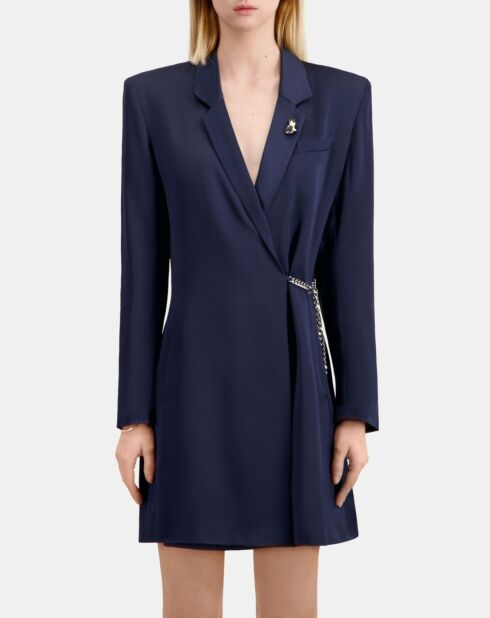 Robe tailleur courte avec chaîne bleu marine
