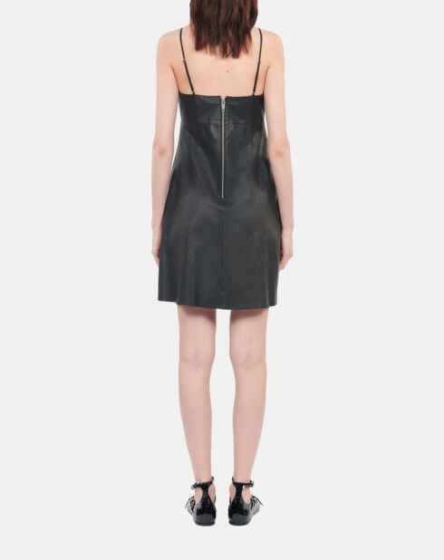 Robe courte en cuir noire