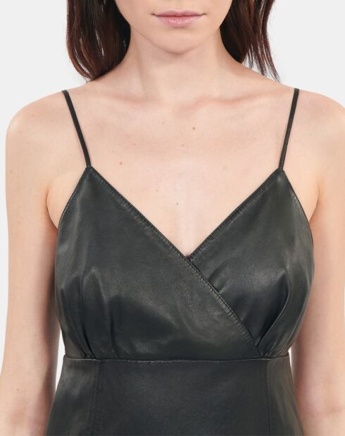 Robe courte en cuir noire