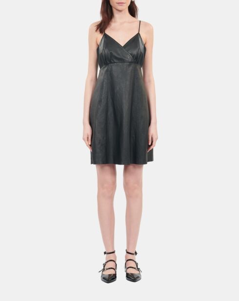 Robe courte en cuir noire