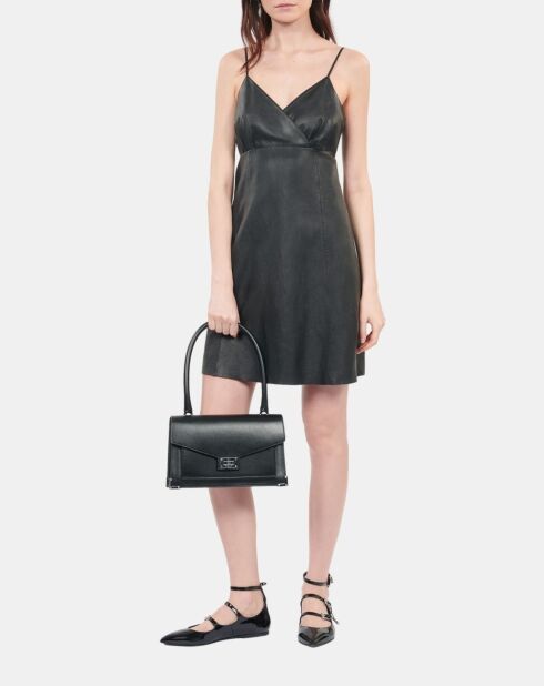 Robe courte en cuir noire