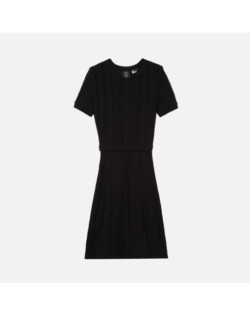 Robe courte en maille ajourée noire