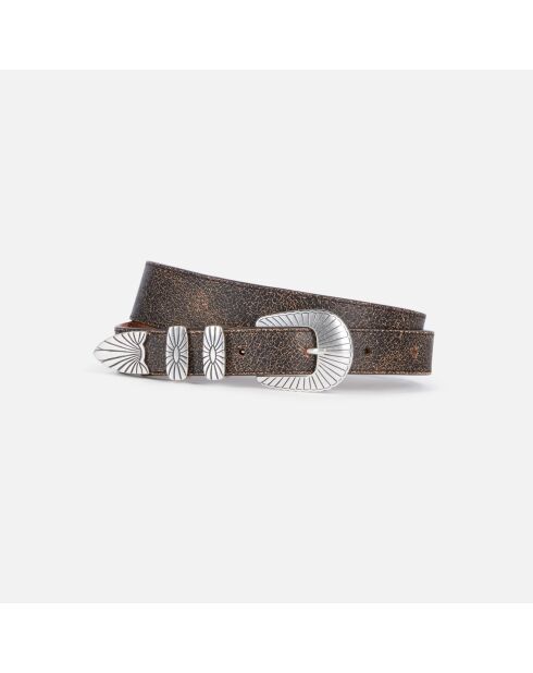 Ceinture fine en cuir marron