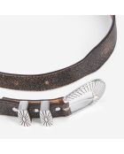 Ceinture fine en cuir marron
