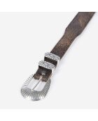 Ceinture fine en cuir marron