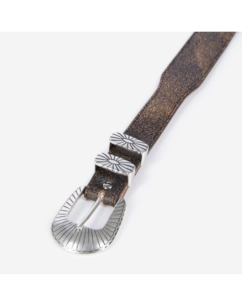 Ceinture fine en cuir marron