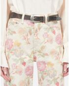 Ceinture fine en cuir marron