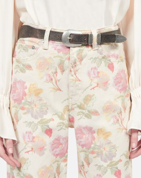 Ceinture fine en cuir marron