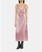 Robe nuisette longue avec guipure lilas