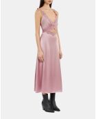 Robe nuisette longue avec guipure lilas