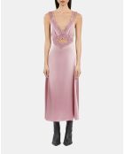 Robe nuisette longue avec guipure lilas