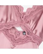 Robe nuisette longue avec guipure lilas