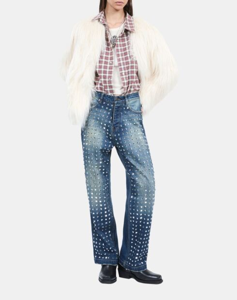 Jean clouté droit bleu