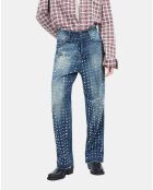 Jean clouté droit bleu