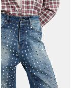 Jean clouté droit bleu