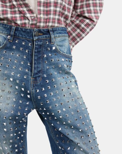 Jean clouté droit bleu