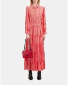 Robe longue imprimée avec volants rouge et blanche