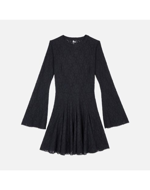 Robe patineuse courte en dentelle noire