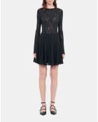 Robe patineuse courte en dentelle noire