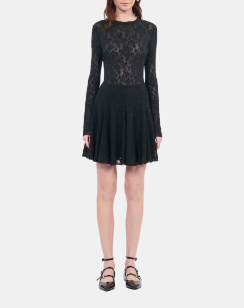 Robe patineuse courte en dentelle noire