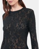 Robe patineuse courte en dentelle noire