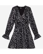 Robe courte avec cœurs argentée noire