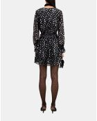 Robe courte avec cœurs argentée noire