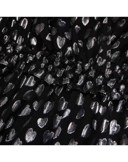 Robe courte avec cœurs argentée noire