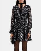 Robe courte avec cœurs argentée noire