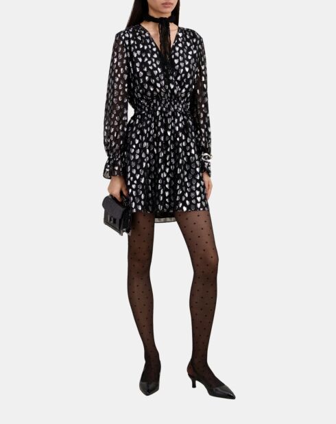 Robe courte avec cœurs argentée noire