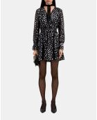 Robe courte avec cœurs argentée noire