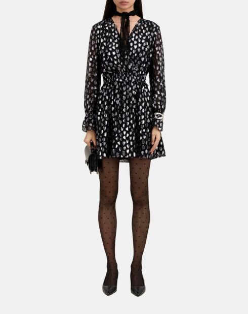 Robe courte avec cœurs argentée noire
