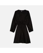 Robe courte jacquard en soie avec drapé noire