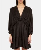 Robe courte jacquard en soie avec drapé noire