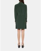 Robe chemise courte en soie avec nœud kaki