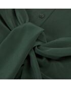 Robe chemise courte en soie avec nœud kaki