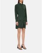 Robe chemise courte en soie avec nœud kaki