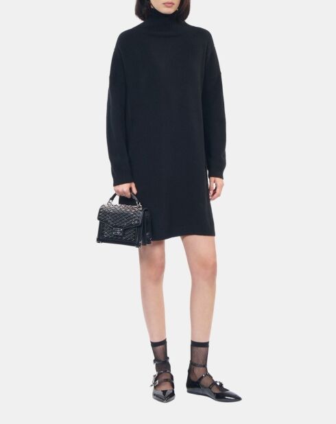 Robe pull courte en cachemire noire